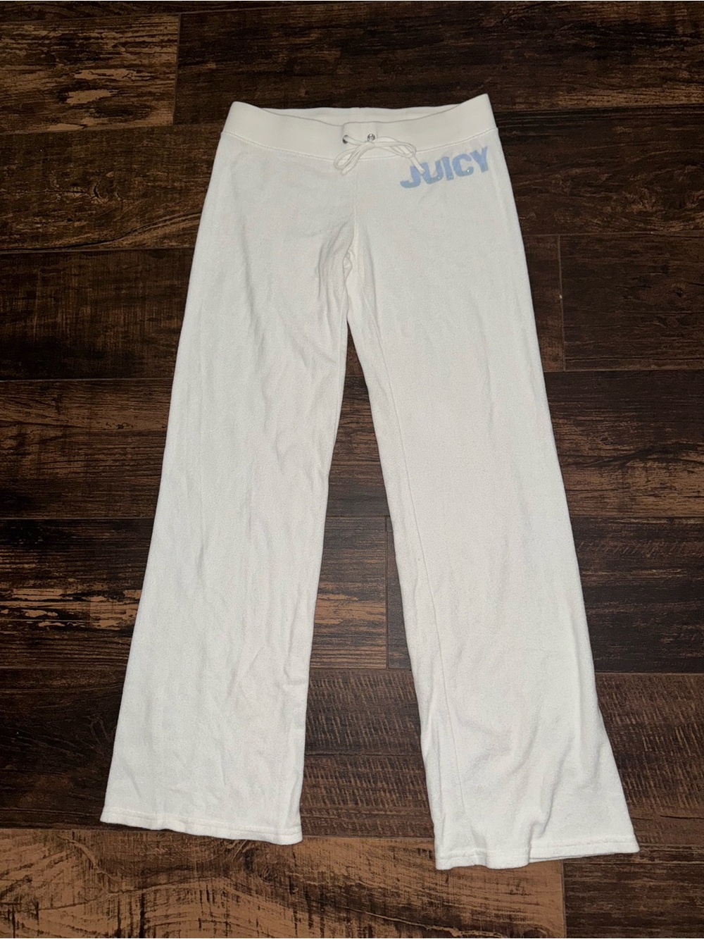Juicy Couture White Track Pants with Light Blue Logo